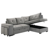 Roanne Fabric Upholstered Sleeper Sectional Sofa Grey | Full | Grey | 500347