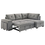 Roanne Fabric Upholstered Sleeper Sectional Sofa Grey | Full | Grey | 500347