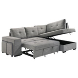 Roanne Fabric Upholstered Sleeper Sectional Sofa Grey | Full | Grey | 500347