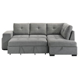 Roanne Fabric Upholstered Sleeper Sectional Sofa Grey | Full | Grey | 500347