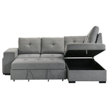 Roanne Fabric Upholstered Sleeper Sectional Sofa Grey | Full | Grey | 500347