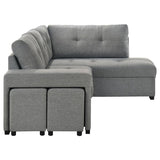 Roanne Fabric Upholstered Sleeper Sectional Sofa Grey | Full | Grey | 500347