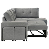 Roanne Fabric Upholstered Sleeper Sectional Sofa Grey | Full | Grey | 500347