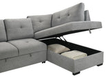 Roanne Fabric Upholstered Sleeper Sectional Sofa Grey | Full | Grey | 500347