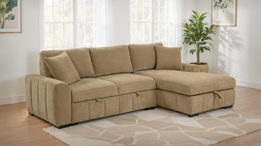 Pastrana Upholstered Sleeper Sectional Sofa RAF Chaise Camel | Beige | Camel | 500348