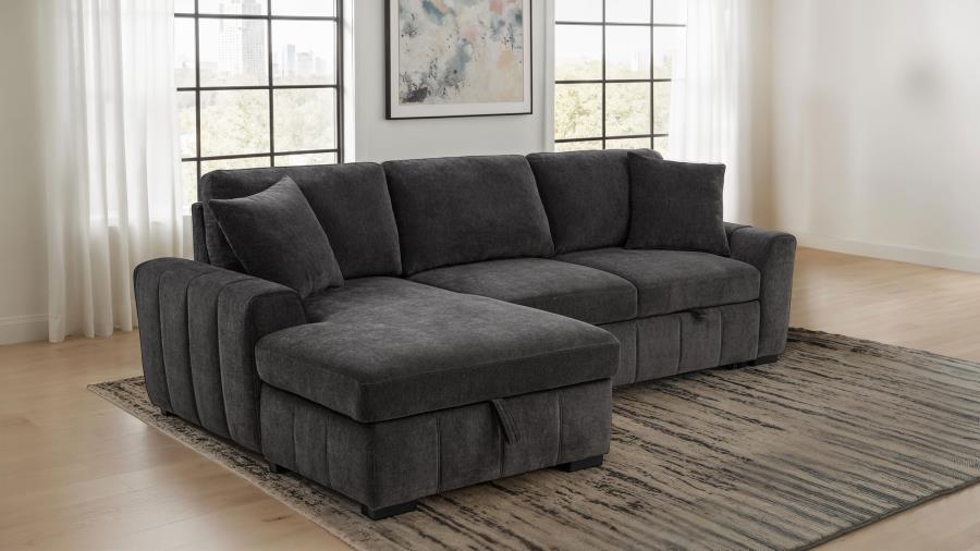 Pastrana Upholstered Sleeper Sectional Sofa LAF Chaise Grey | Grey | Charcoal Grey | 500349