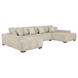 Cannella U-Shaped Double Chaise Upholstered Sectional Sofa Beige | Beige | 500350