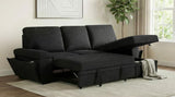 Demko Sleeper Sectional Sofa with Speaker and Storage Chaise Black | Black | 500357
