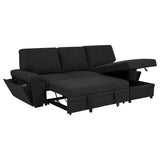 Demko Sleeper Sectional Sofa with Speaker and Storage Chaise Black | Black | 500357