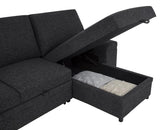 Demko Sleeper Sectional Sofa with Speaker and Storage Chaise Black | Black | 500357