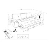Demko Sleeper Sectional Sofa with Speaker and Storage Chaise Black | Black | 500357