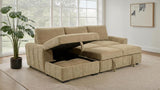 Pastrana Upholstered Sleeper Sectional Sofa LAF Chaise Camel | Beige | Camel | 500358