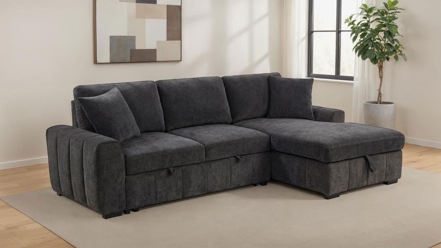Pastrana Upholstered Sleeper Sectional Sofa RAF Chaise Grey | Grey | Charcoal Grey | 500359