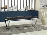 Walton Leatherette Upholstered Tufted Accent Bench Black | Black | 501156