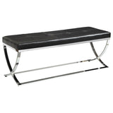 Walton Leatherette Upholstered Tufted Accent Bench Black | Black | 501156
