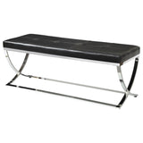 Walton Leatherette Upholstered Tufted Accent Bench Black | Black | 501156
