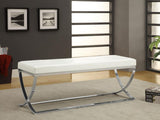 Walton Leatherette Upholstered Tufted Accent Bench White | White | 501157