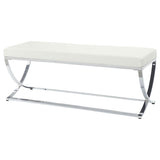 Walton Leatherette Upholstered Tufted Accent Bench White | White | 501157
