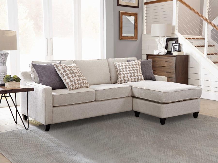 Mcloughlin Upholstered Sloped Arm Sectional Sofa Platinum | King | Beige | Platinum | 501840