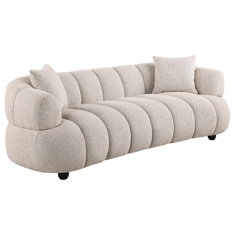 Whitney 2-Piece Contemporary Channel Tufted Woven Fabric Sofa Set Pebble
