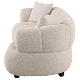 Whitney Contemporary Channel Tufted Woven Fabric Upholstered Sofa | Beige | Pebble | 503721