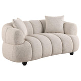 Whitney Contemporary Channel Tufted Woven Fabric Upholstered Loveseat | Ivory | Pebble | 503722