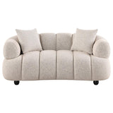 Whitney Contemporary Channel Tufted Woven Fabric Upholstered Loveseat | Ivory | Pebble | 503722
