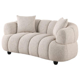 Whitney Contemporary Channel Tufted Woven Fabric Upholstered Loveseat | Ivory | Pebble | 503722