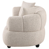 Whitney Contemporary Channel Tufted Woven Fabric Upholstered Loveseat | Ivory | Pebble | 503722