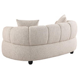 Whitney Contemporary Channel Tufted Woven Fabric Upholstered Loveseat | Ivory | Pebble | 503722