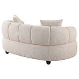 Whitney Contemporary Channel Tufted Woven Fabric Upholstered Loveseat | Ivory | Pebble | 503722