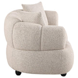 Whitney Contemporary Channel Tufted Woven Fabric Upholstered Loveseat | Ivory | Pebble | 503722