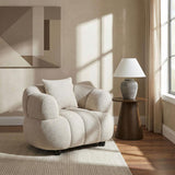 Whitney Contemporary Channel Tufted Woven Fabric Upholstered Accent Chair | Ivory | Pebble | 503723