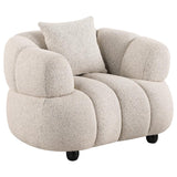 Whitney Contemporary Channel Tufted Woven Fabric Upholstered Accent Chair | Ivory | Pebble | 503723