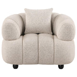 Whitney Contemporary Channel Tufted Woven Fabric Upholstered Accent Chair | Ivory | Pebble | 503723