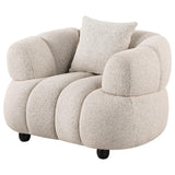 Whitney Contemporary Channel Tufted Woven Fabric Upholstered Accent Chair | Ivory | Pebble | 503723