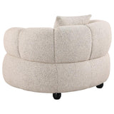 Whitney Contemporary Channel Tufted Woven Fabric Upholstered Accent Chair | Ivory | Pebble | 503723