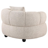 Whitney Contemporary Channel Tufted Woven Fabric Upholstered Accent Chair | Ivory | Pebble | 503723