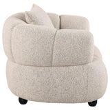 Whitney Contemporary Channel Tufted Woven Fabric Upholstered Accent Chair | Ivory | Pebble | 503723