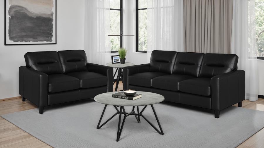 Scotland 2-piece Faux Leather Upholstered Sofa Set Black | 504664-S2