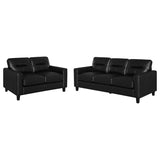 Scotland 2-piece Faux Leather Upholstered Sofa Set Black | 504664-S2