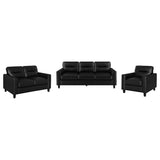 Scotland 3-piece Faux Leather Upholstered Sofa Set Black | 3-piece | 504664-S3