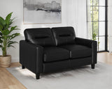 Scotland Faux Leather Upholstered Track Arm Loveseat Black | Black | 504665