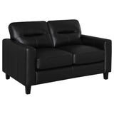 Scotland Faux Leather Upholstered Track Arm Loveseat Black | Black | 504665