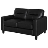 Scotland Faux Leather Upholstered Track Arm Loveseat Black | Black | 504665