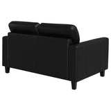 Scotland Faux Leather Upholstered Track Arm Loveseat Black | Black | 504665