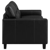 Scotland Faux Leather Upholstered Track Arm Loveseat Black | Black | 504665