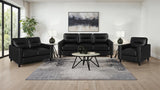 Scotland Faux Leather Upholstered Track Arm Loveseat Black | Black | 504665