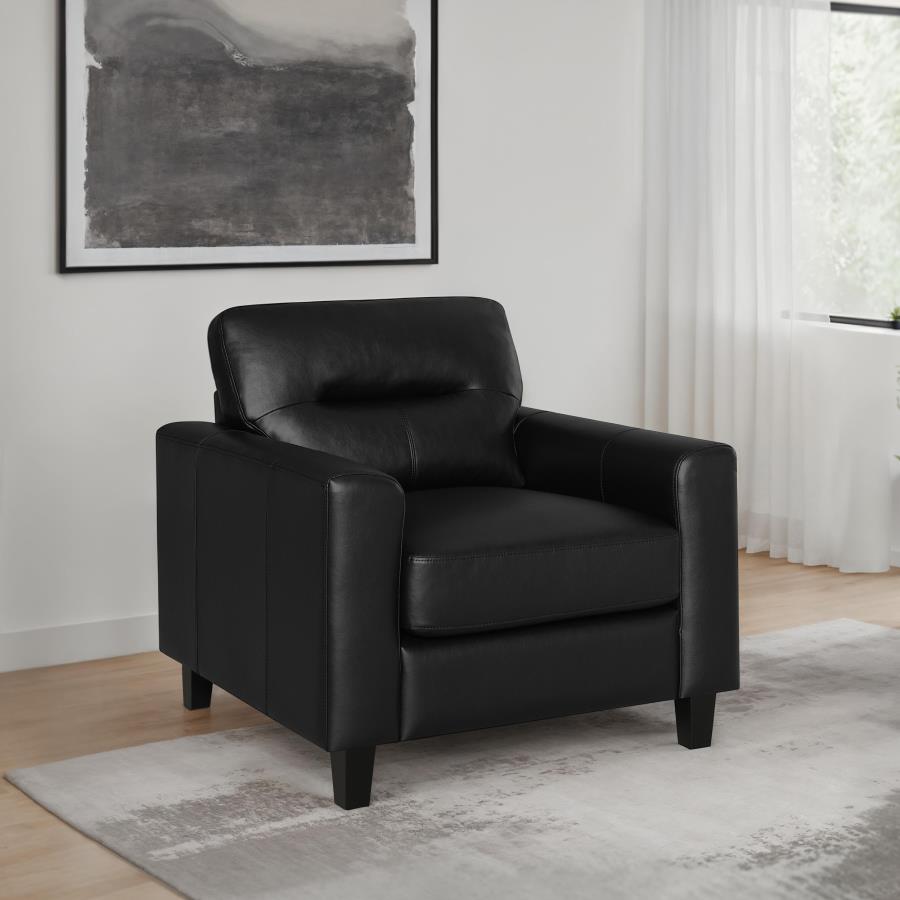 Scotland Faux Leather Upholstered Track Arm Chair Black | Black | 504666