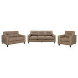 Scotland 3-piece Faux Leather Upholstered Sofa Set Brown | Brown | 504667-S3